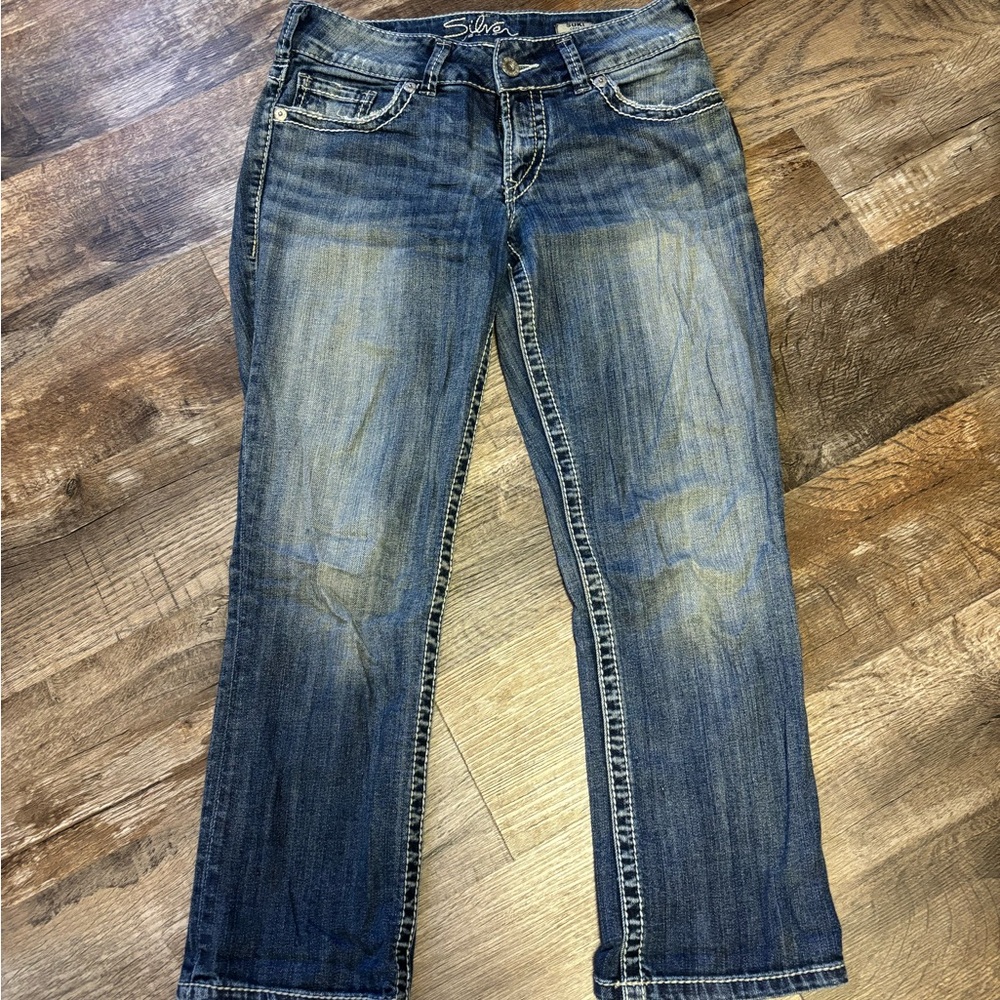 Silver Jeans Women's Dark Blue Straight Leg Capri Jeans Size 29